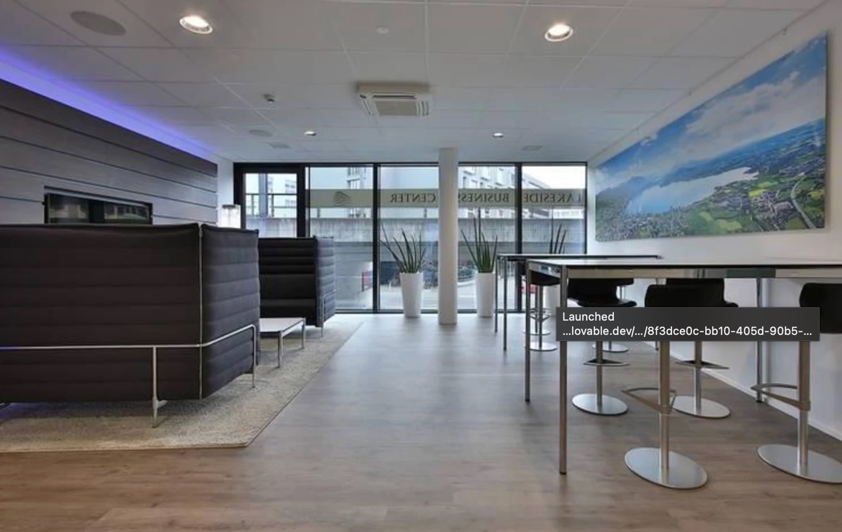 Modern lobby and reception area at the Lakeside Business Center