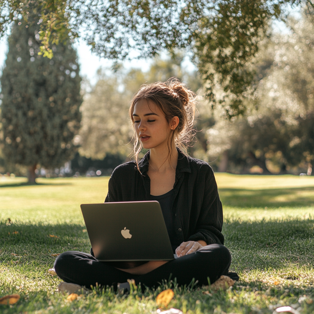 Person using Voice AI outdoors